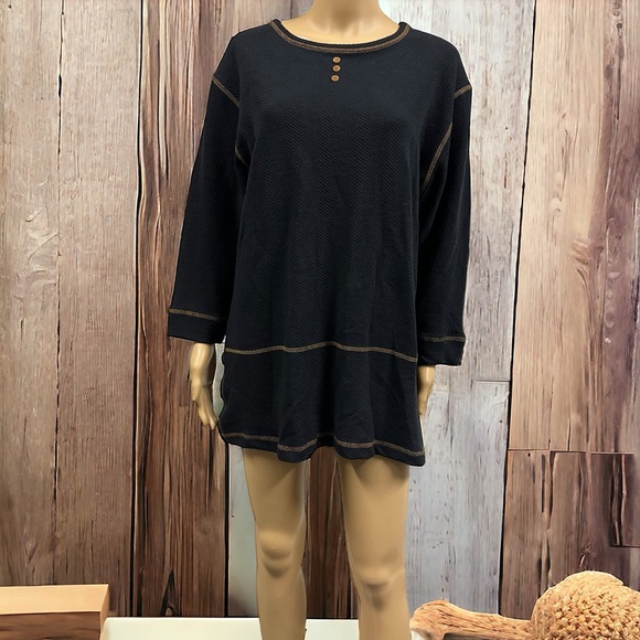 Michael Carrie Black and Tan Jersey 3 Quarter Sleeve Tunic Top Womens XL - Picture 9 of 9